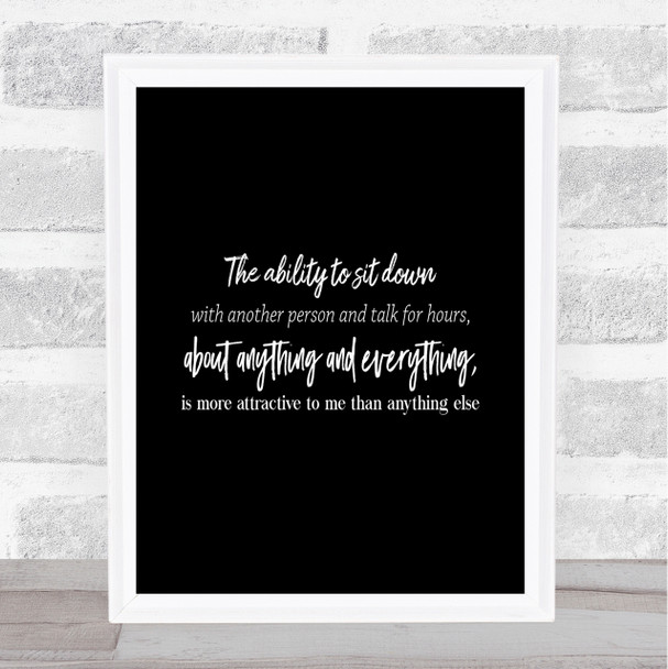 Ability To Sit Down Quote Print Black & White