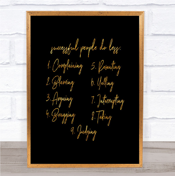 Successful People Quote Print Black & Gold Wall Art Picture