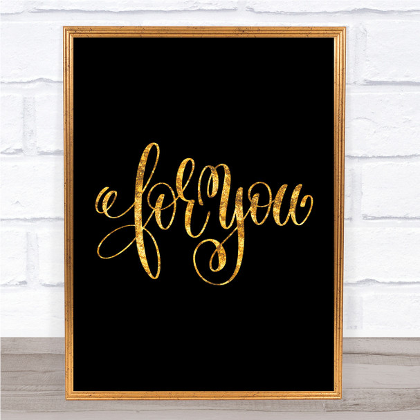 Christmas For You Quote Print Black & Gold Wall Art Picture