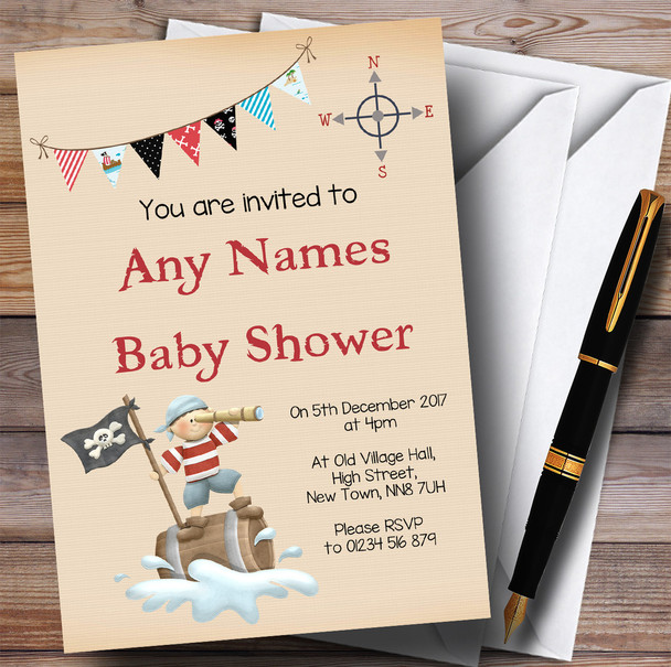 Lookout Pirate Invitations Baby Shower Invitations