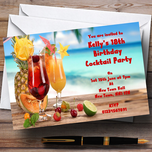 Fruity Cocktail Personalised Party Invitations