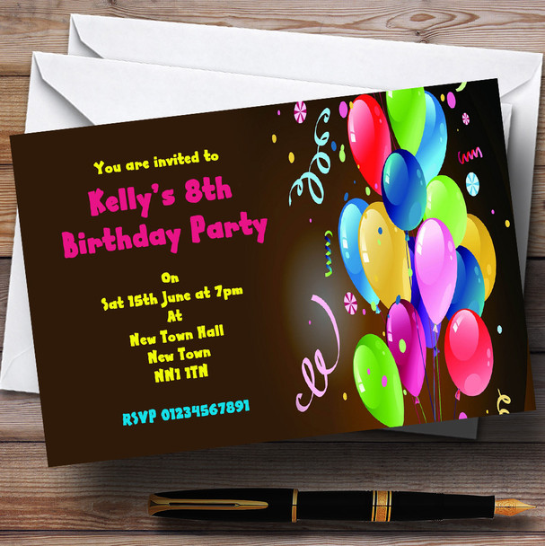 Party Balloons Personalised Party Invitations