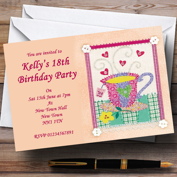 Shabby Chic Vintage Afternoon Tea Personalised Party Invitations