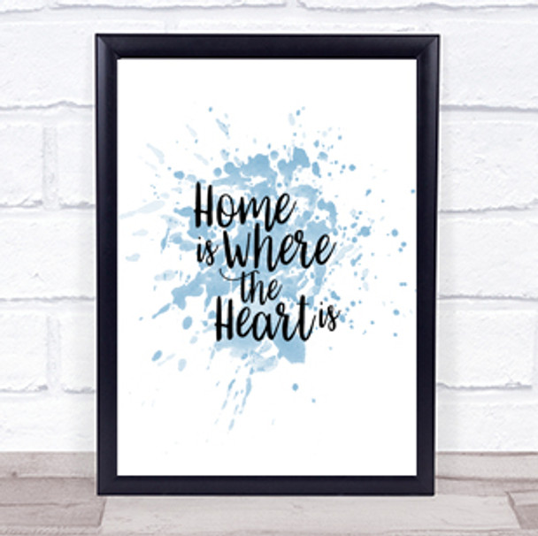 Home Is Inspirational Quote Print Blue Watercolour Poster