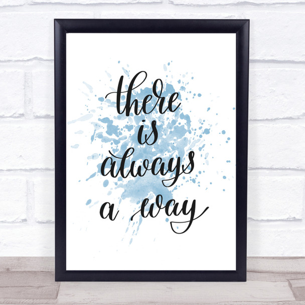 There Is Always A Way Inspirational Quote Print Blue Watercolour Poster