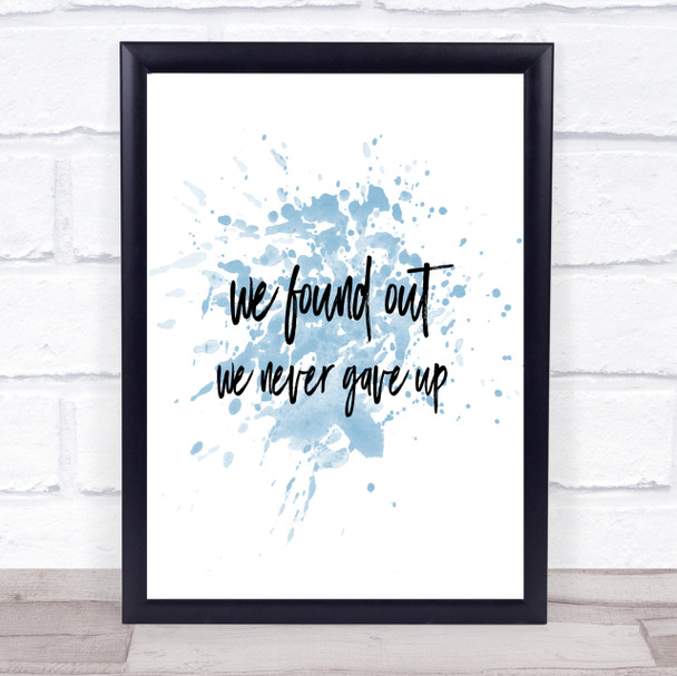 We Found Out Inspirational Quote Print Blue Watercolour Poster