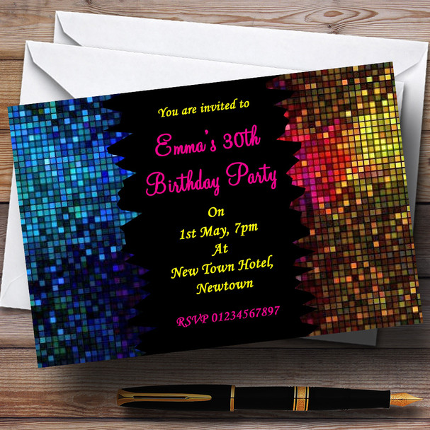 Disco Ball Pink Personalised Party Invitations