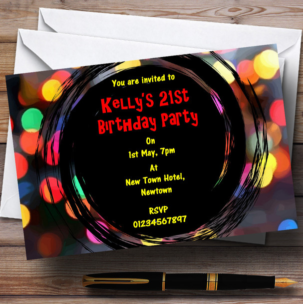 Cool Disco Lights Personalised Party Invitations