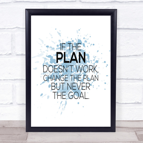 Change The Plan Inspirational Quote Print Blue Watercolour Poster