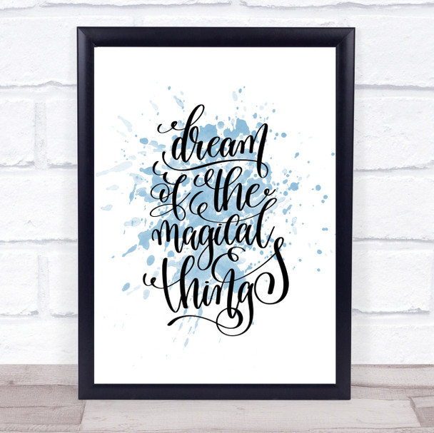 Christmas Dream Magical Inspirational Quote Print Blue Watercolour Poster