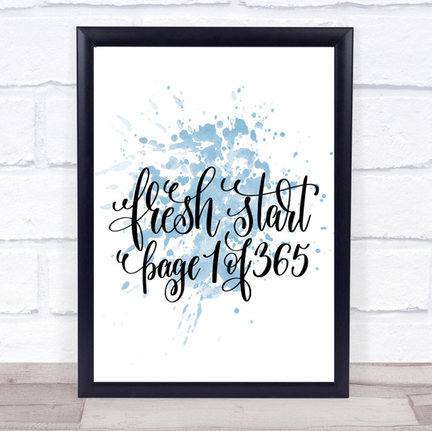 Christmas Fresh Start Inspirational Quote Print Blue Watercolour Poster