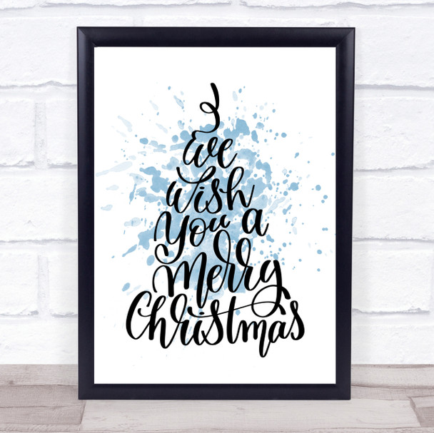 Christmas I Wish You A Merry Xmas Quote Print Blue Watercolour