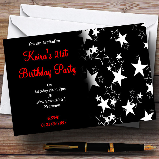 Red, White & Black Personalised Party Invitations