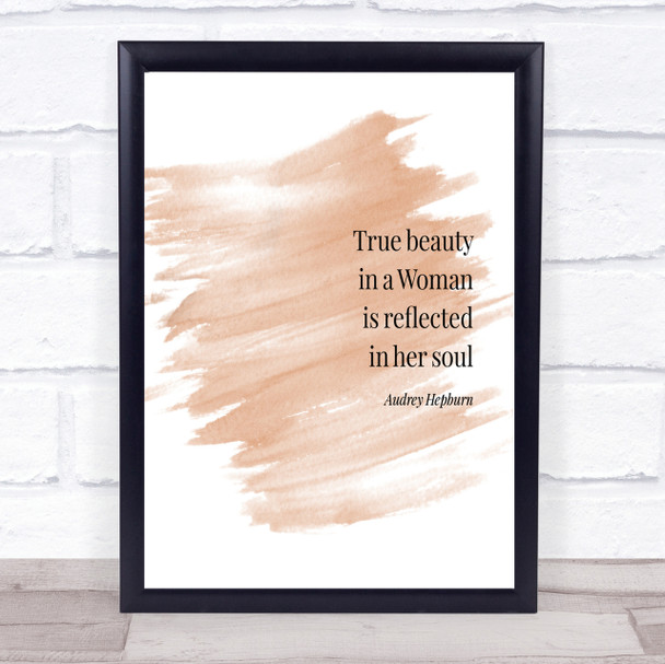 Audrey Hepburn True Beauty Quote Print Watercolour Wall Art