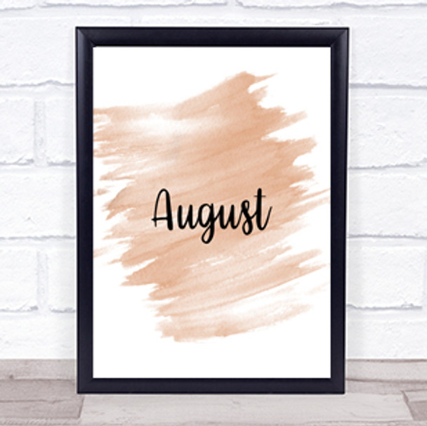 August Quote Print Watercolour Wall Art