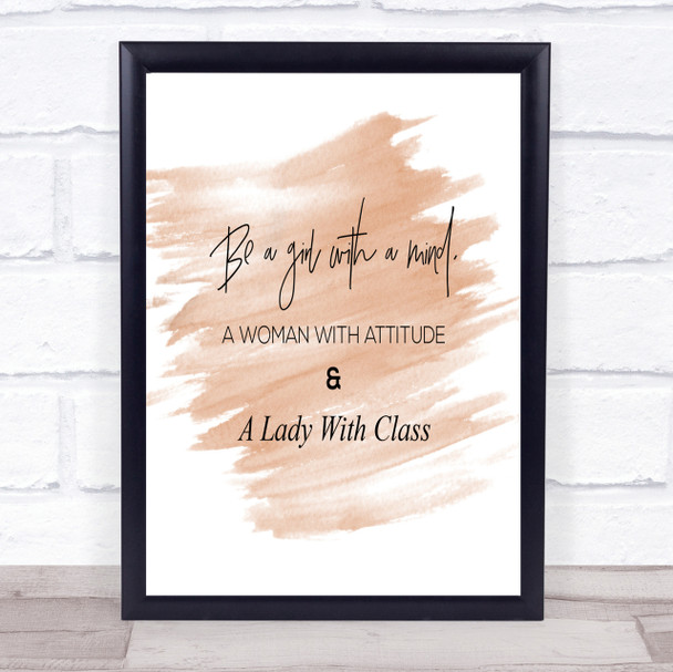 Lady With Class Quote Print Watercolour Wall Art