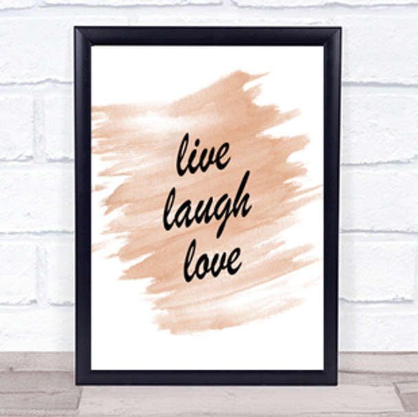 Live Laugh Quote Print Watercolour Wall Art