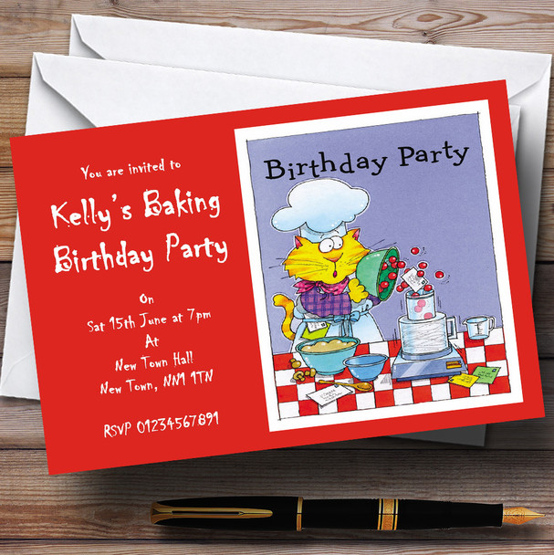 Cooking Cake Baking Personalised Party Invitations