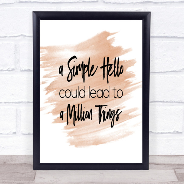 A Simple Hello Quote Print Watercolour Wall Art