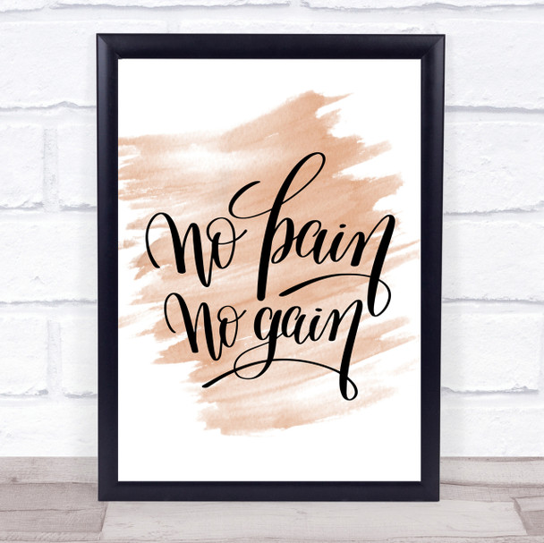 No Pain No Gain Quote Print Watercolour Wall Art