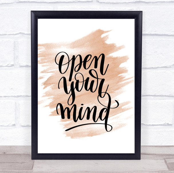Open Your Mind Quote Print Watercolour Wall Art
