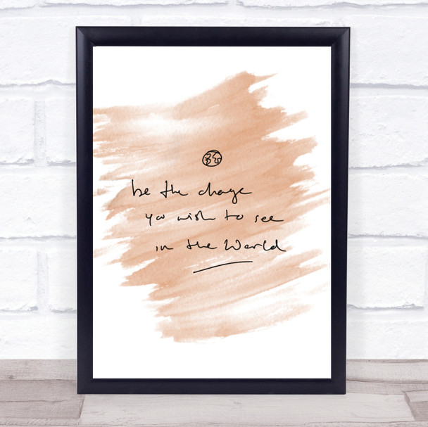 Be The Change Quote Print Watercolour Wall Art