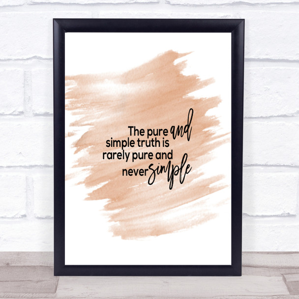 Pure And Simple Quote Print Watercolour Wall Art