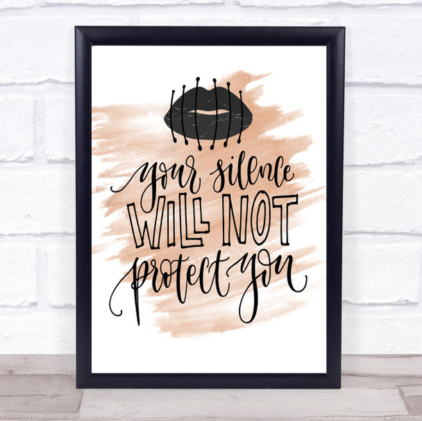 Silence Not Protect Quote Print Watercolour Wall Art