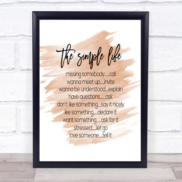 Simple Life Quote Print Watercolour Wall Art