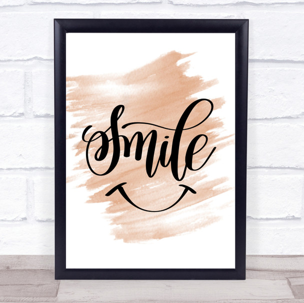 Smile Quote Print Watercolour Wall Art
