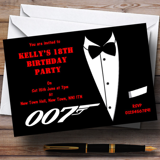 James Bond Theme Personalised Party Invitations