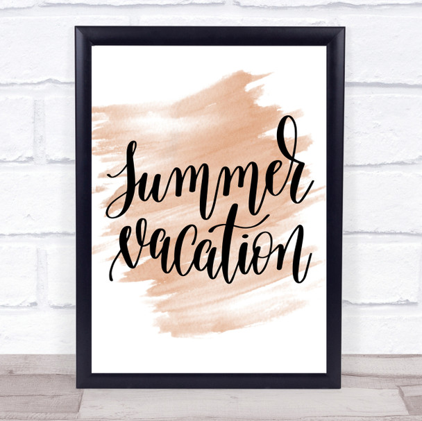 Summer Vacation Quote Print Watercolour Wall Art