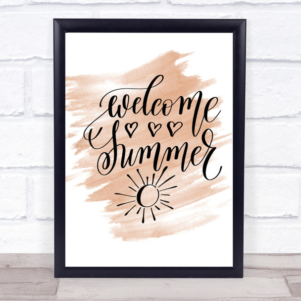 Summer Welcome Quote Print Watercolour Wall Art
