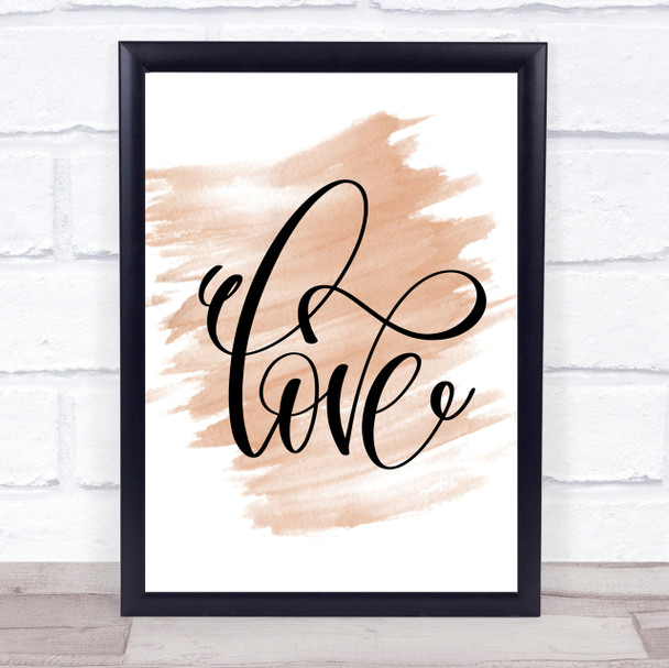 Swirly Love Quote Print Watercolour Wall Art