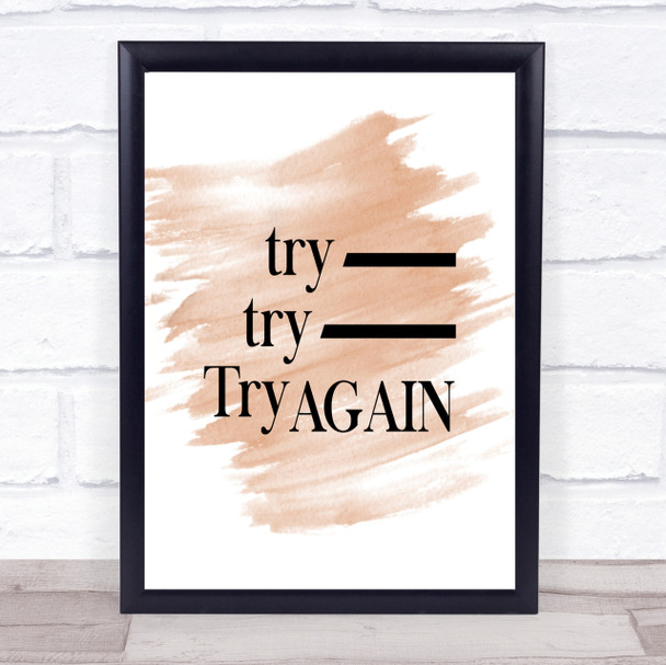 Try Again Quote Print Watercolour Wall Art