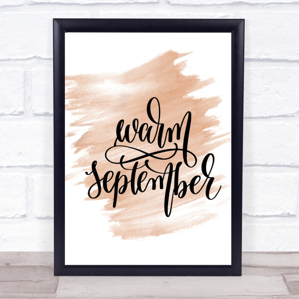 Warm September Quote Print Watercolour Wall Art