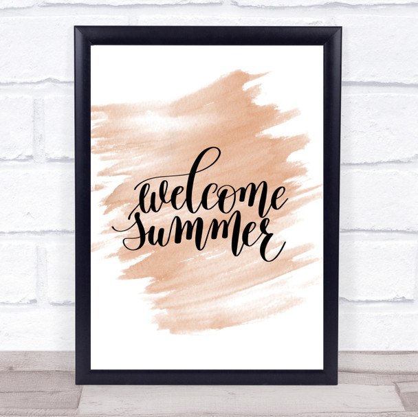 Welcome Summer Quote Print Watercolour Wall Art