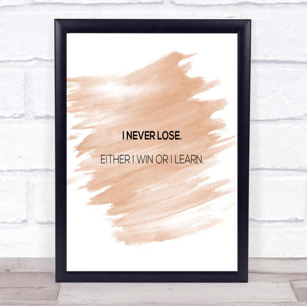 Win Or Learn Quote Print Watercolour Wall Art