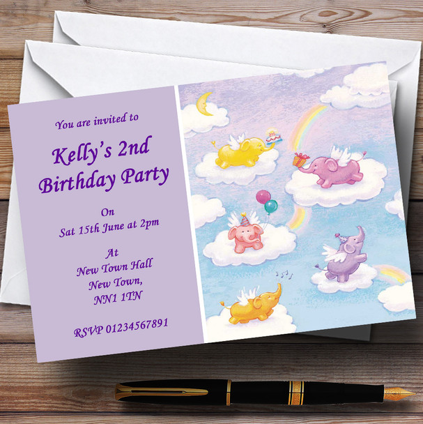 Elephants Baby Sleepover Children's Personalised Party Invitations