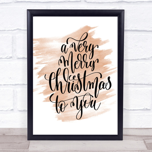 Christmas A Very Merry Xmas Quote Print Watercolour Wall Art