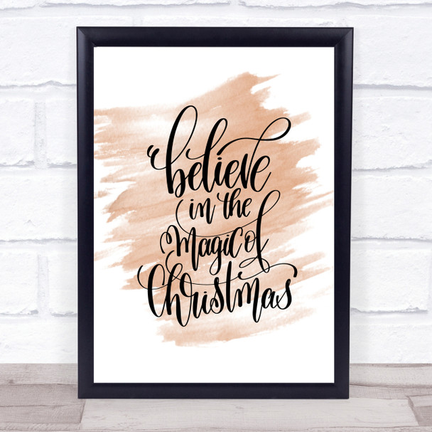Christmas Believe In Magic Xmas Quote Print Watercolour Wall Art