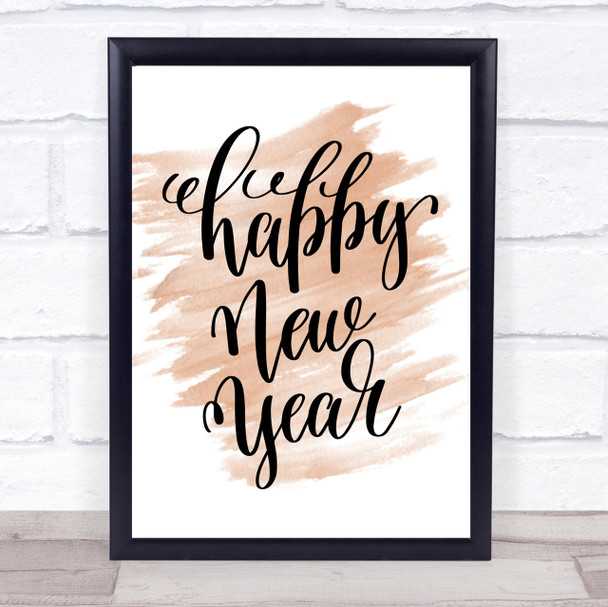 Christmas Happy New Year Quote Print Watercolour Wall Art