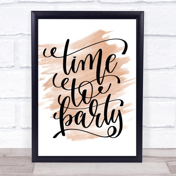 Christmas Time To Party Quote Print Watercolour Wall Art