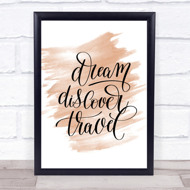 Discover Travel Quote Print Watercolour Wall Art