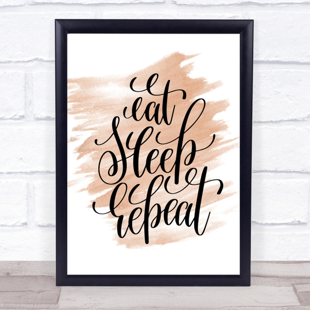 Eat Sleep Repeat Quote Print Watercolour Wall Art