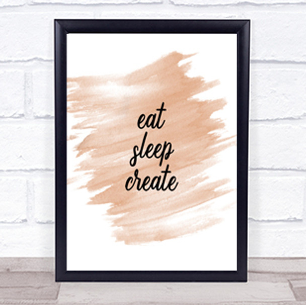 Eat Sleep Quote Print Watercolour Wall Art