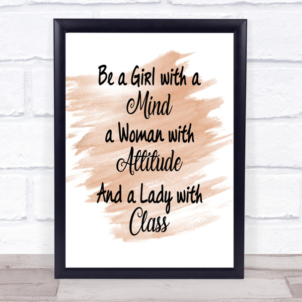 Girl With A Mind Quote Print Watercolour Wall Art