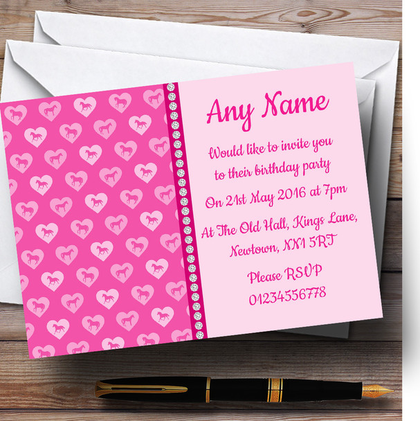 Pink Horses Personalised Children's Birthday Party Invitations