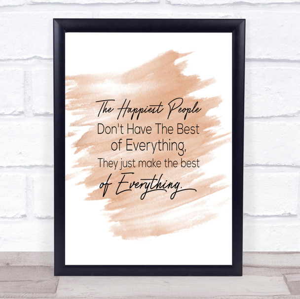 Happiest People Quote Print Watercolour Wall Art