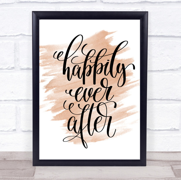 Happily Ever After Quote Print Watercolour Wall Art
